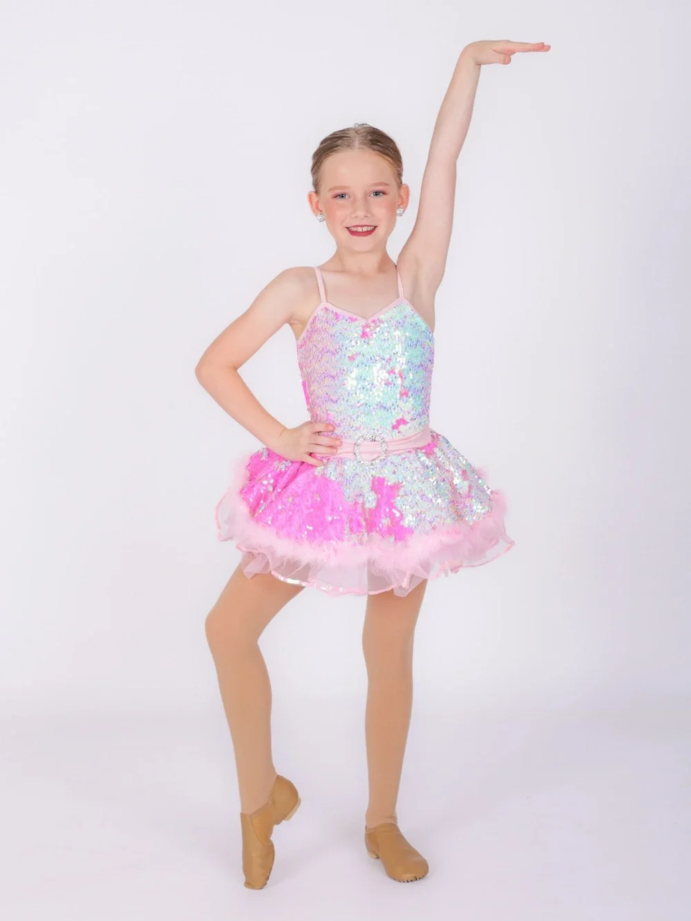 A Wish Come True Candy Pink Flip Sequin Dance Costume 25097Y Pink